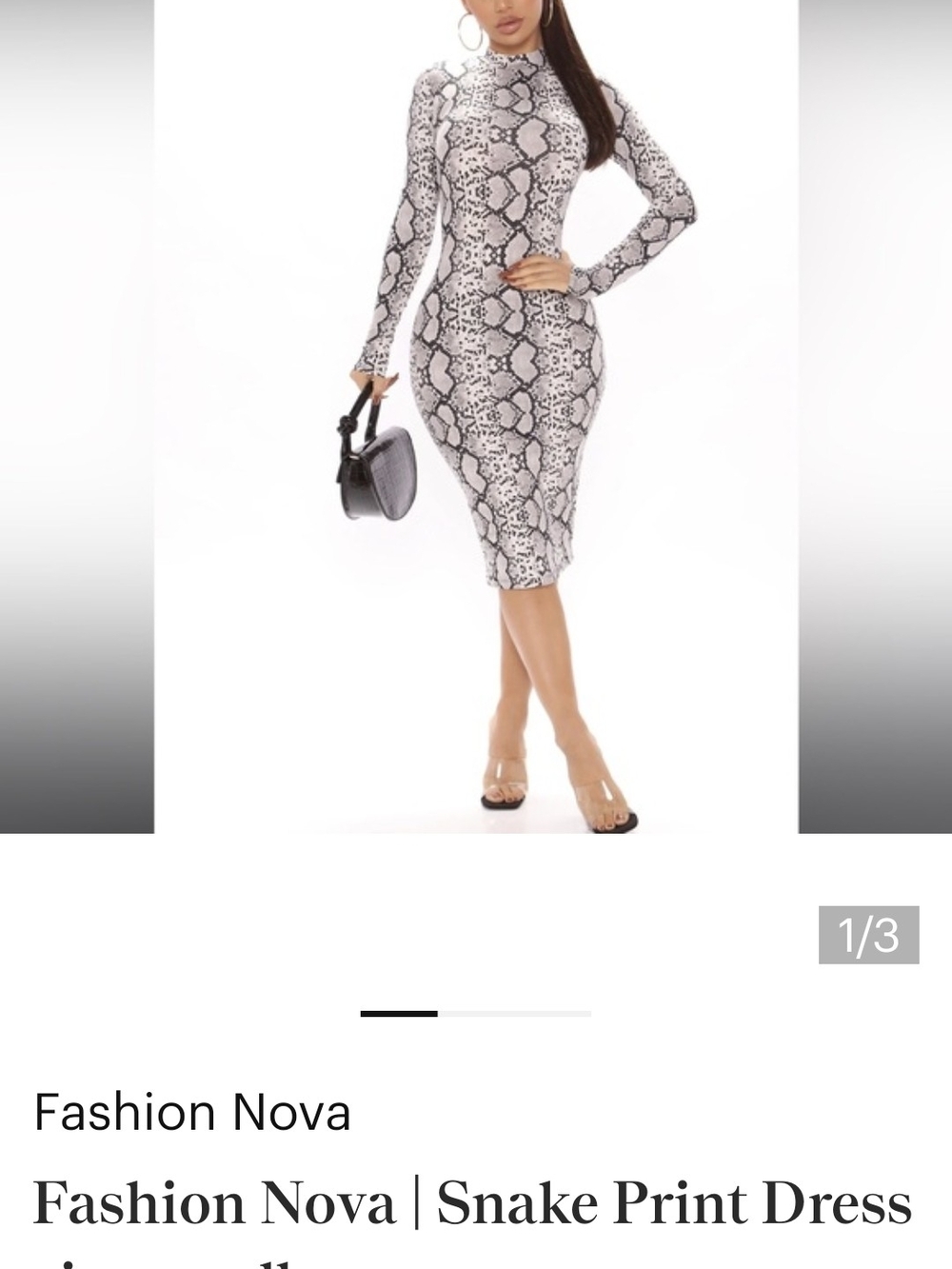 Fashion Nova White and Black Snake-Print Midi Dress